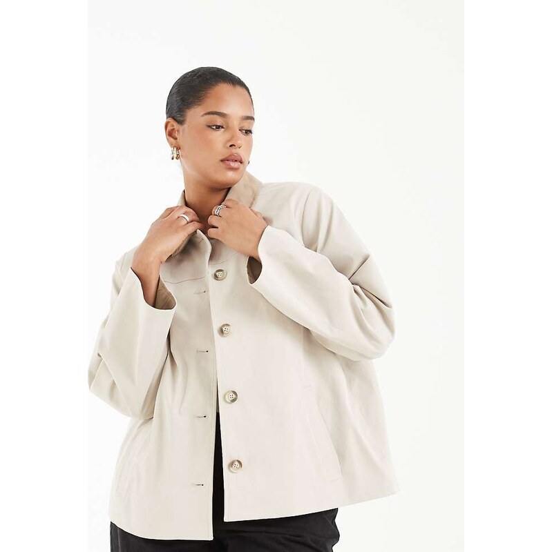 Vero Moda Curve barn jacket with contrast collar detail in