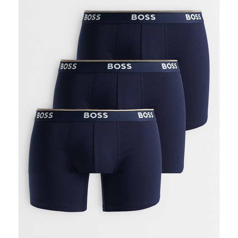 Boss Bodywear 3 pack Power logo waistband trunks in black-Blue