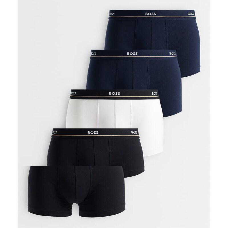 Boss Bodywear 5 pack essential logo waistband trunks in multi