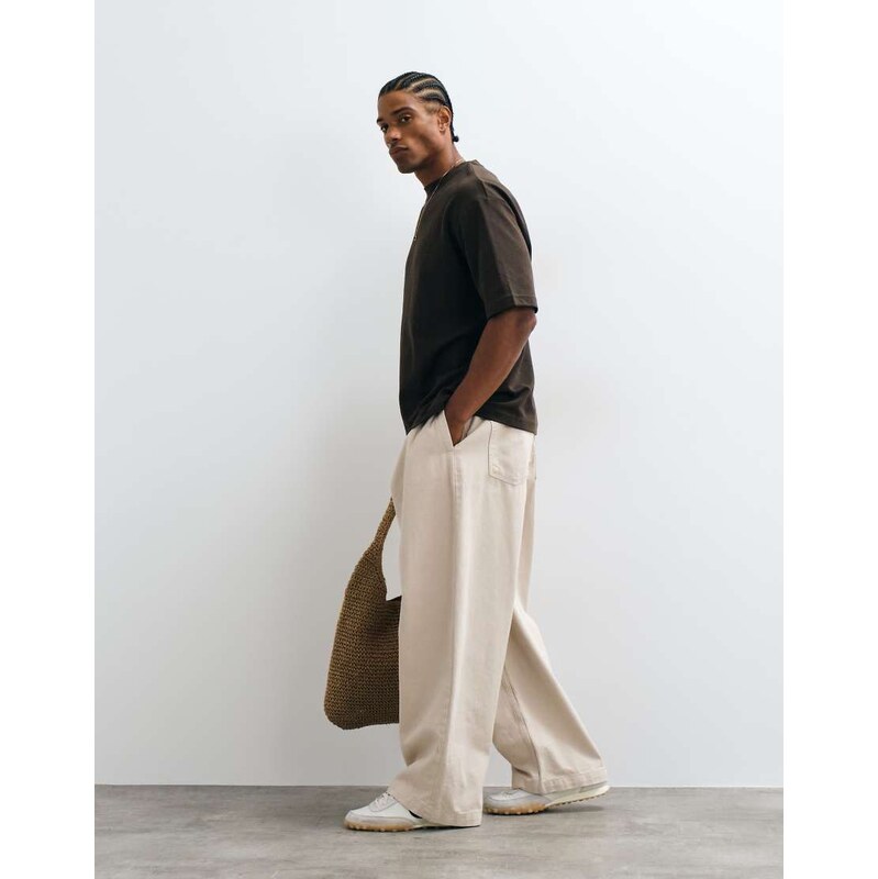 Selected heavyweight oversized t-shirt in brown