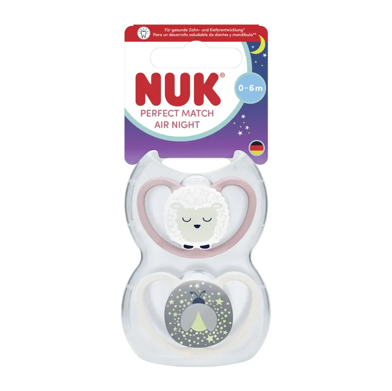 NUK Dudlík Perfect Match Air Night 0-6m 2 ks, různé druhy 2 ks