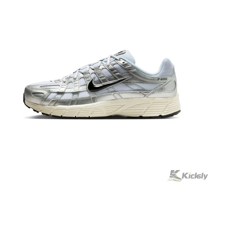 Nike P-6000 White Metallic Silver Flat Silver Black