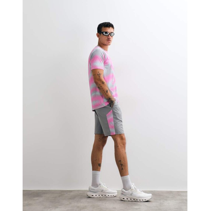 Montirex Haze shorts in grey and neon pink effect