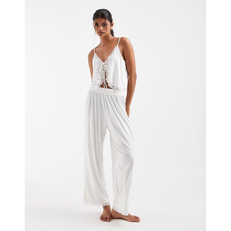 Free People sleepless summer pant set in white