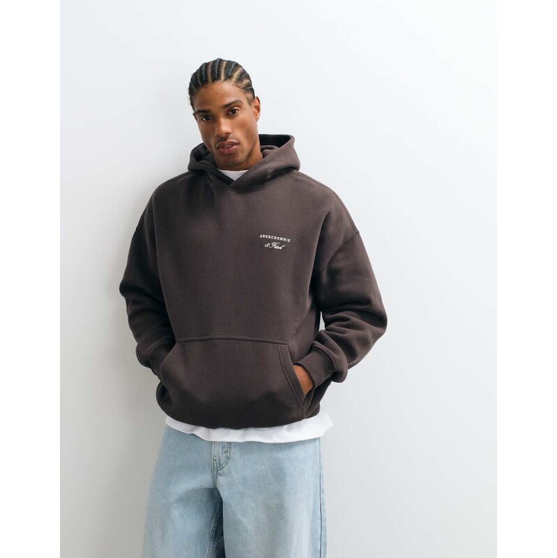 Abercrombie & Fitch script logo oversized hoodie in brown