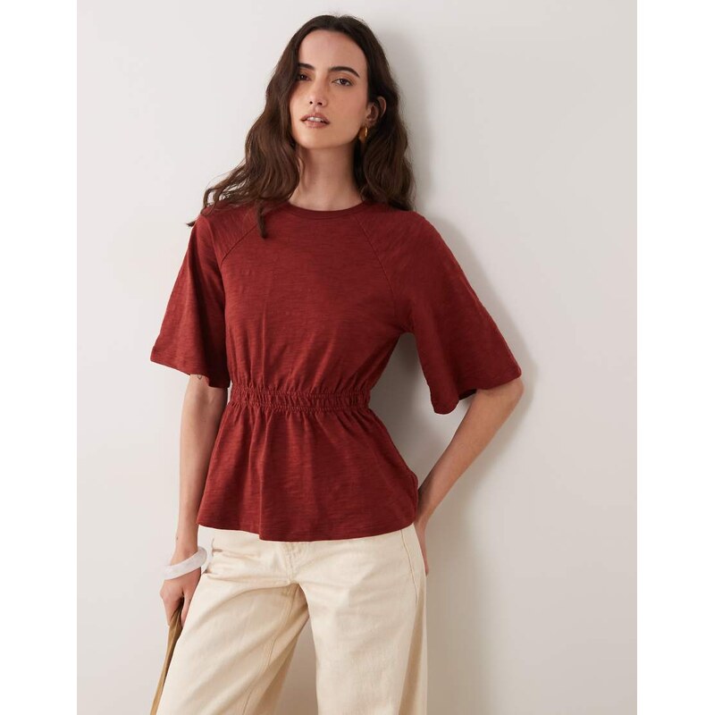 ASOS DESIGN oversized short sleeve with cinched waist top in