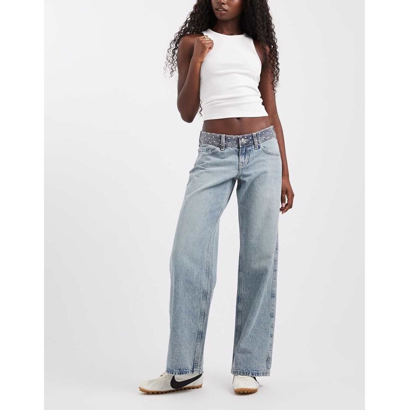 Hollister ultra low rise baggy fit jeans with polka dot
