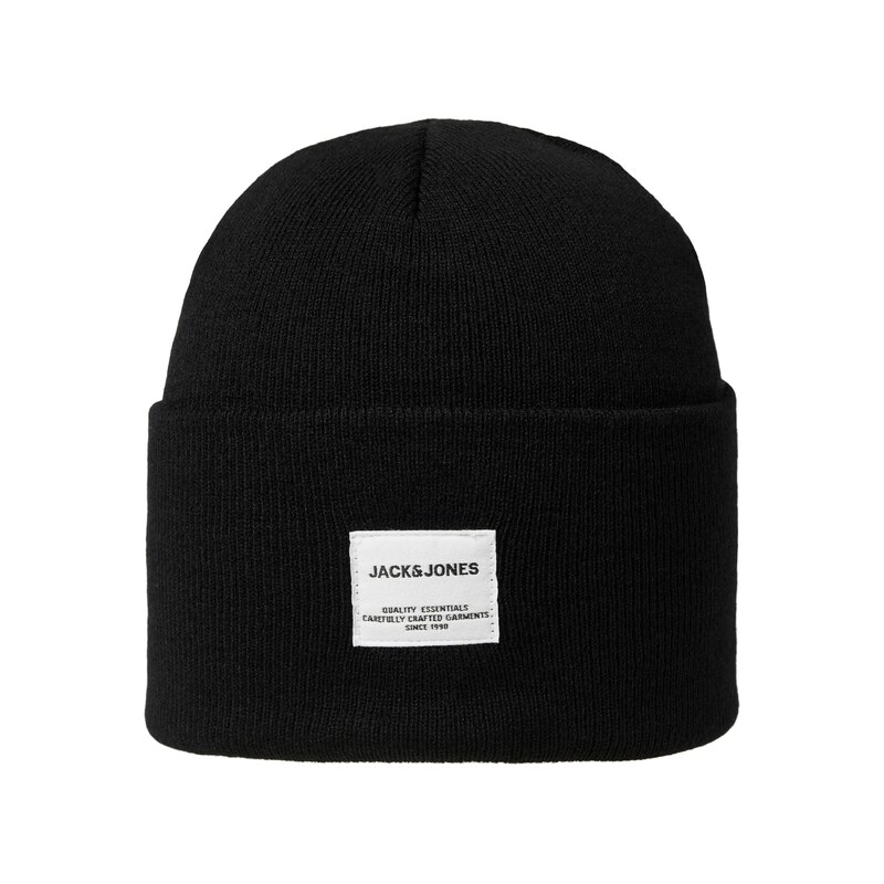 JACK & JONES Čepice Long Knit černá / bílá