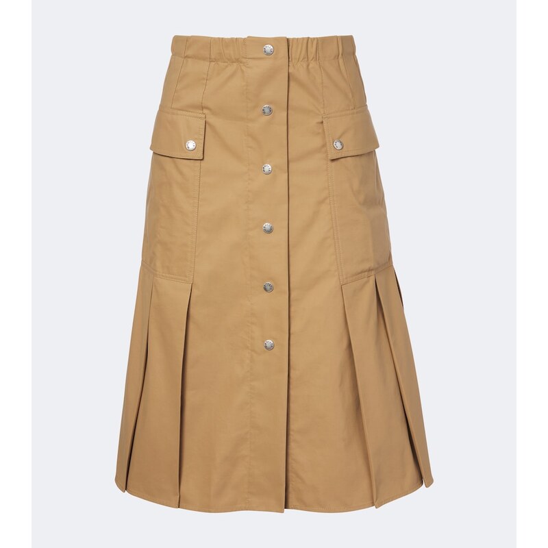 Moncler Pleated cotton-blend midi skirt