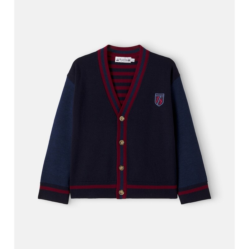 Bonpoint Julian embroidered striped wool cardigan