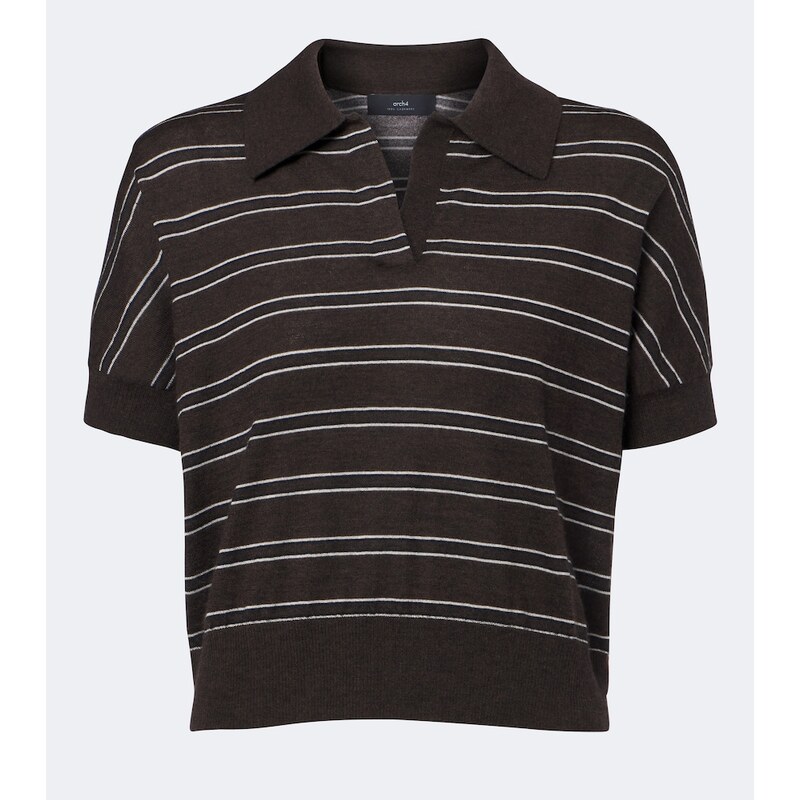 Arch4 Darya striped cashmere polo shirt