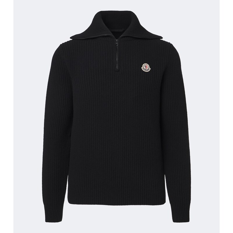 Moncler Ribbed-knit virgin wool half-zip sweater