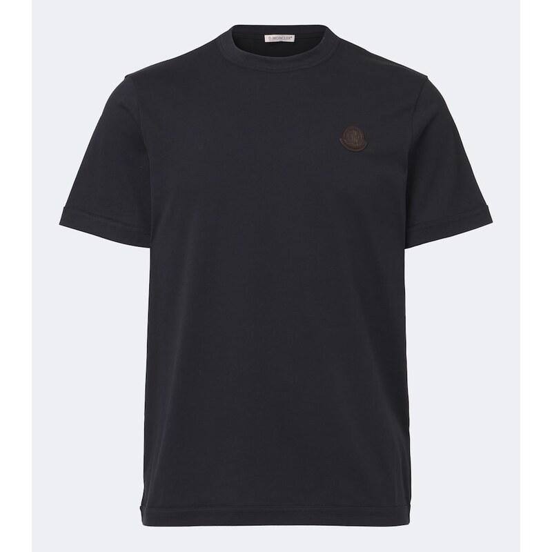 Moncler Leather-trimmed cotton jersey T-shirt