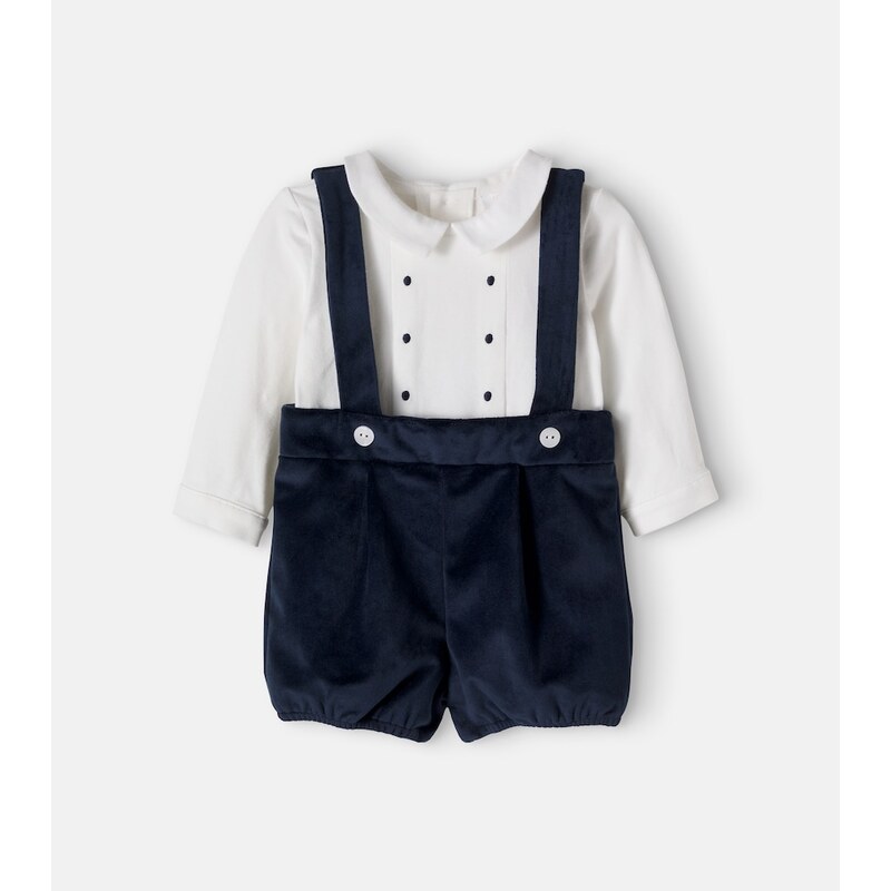 Patachou Baby jersey and velvet romper