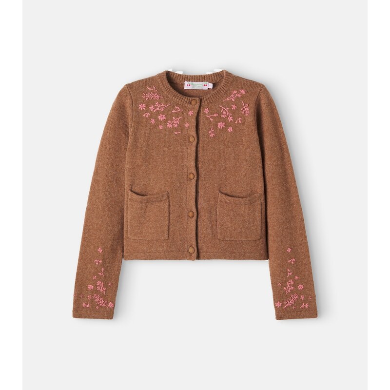 Bonpoint Madelia embroidered wool-blend cardigan
