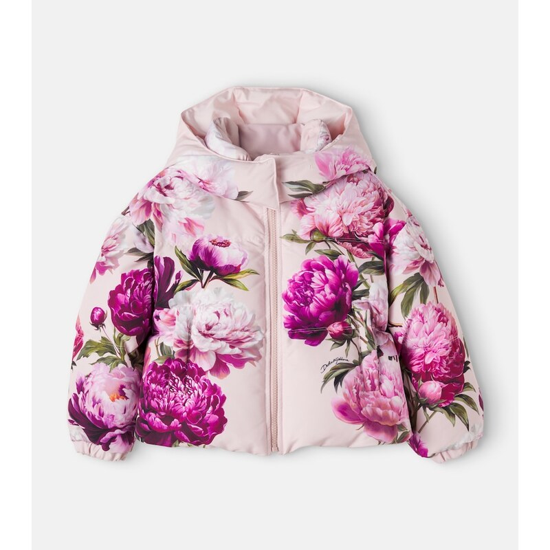 Dolce&Gabbana Kids Floral hooded down jacket