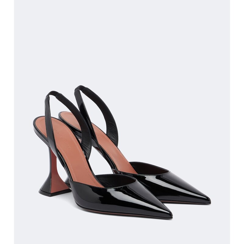 Amina Muaddi Holli patent leather slingback pumps