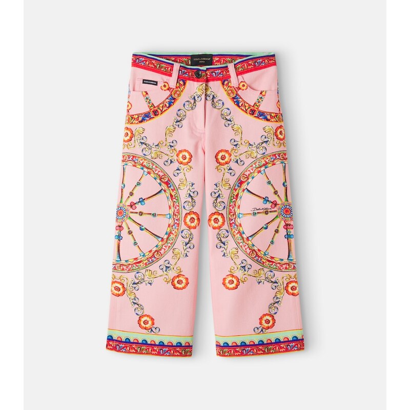 Dolce&Gabbana Kids Carretto printed wide-leg jeans