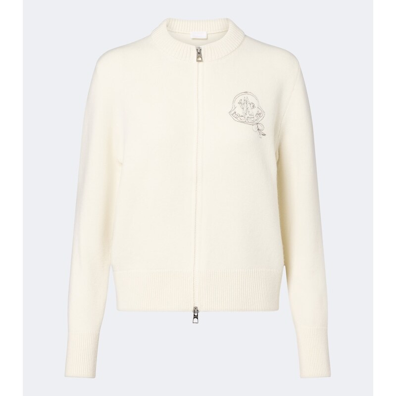 Moncler Embroidered wool and cashmere cardigan