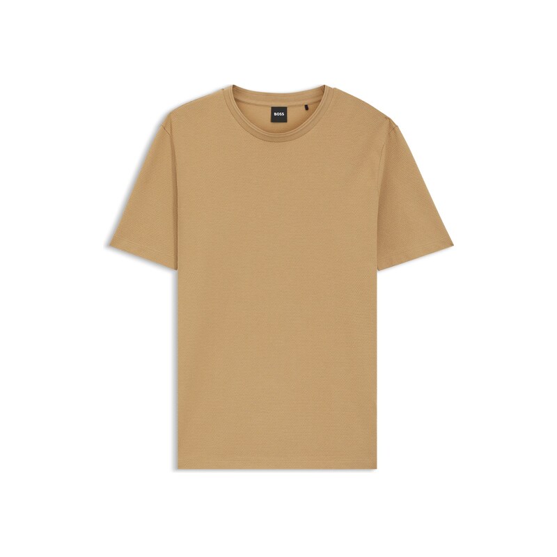 BOSS Cotton-blend T-shirt with bubble-jacquard structure