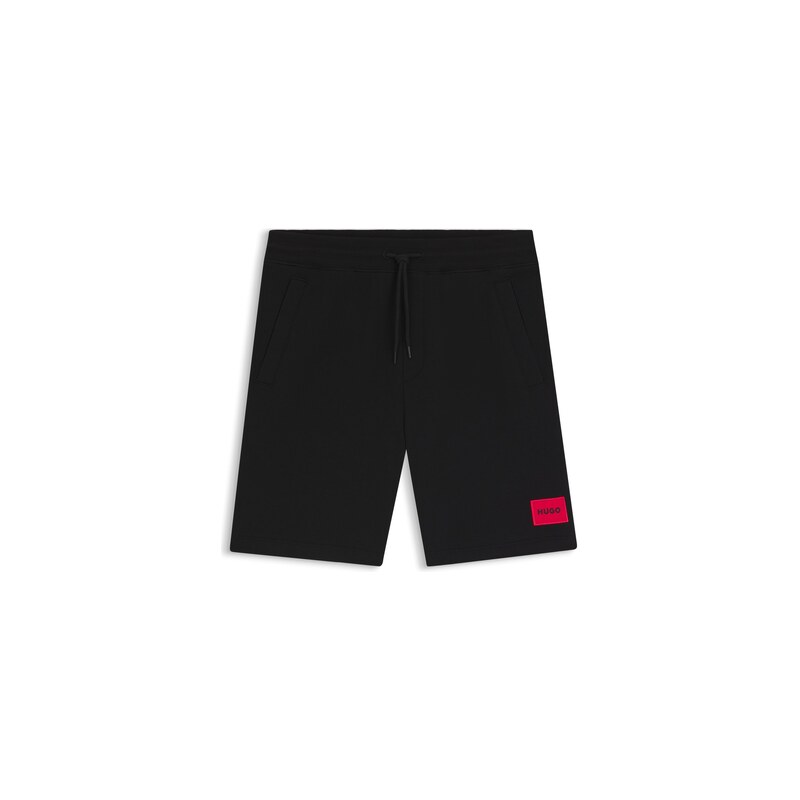 HUGO Cotton-terry shorts with red logo label