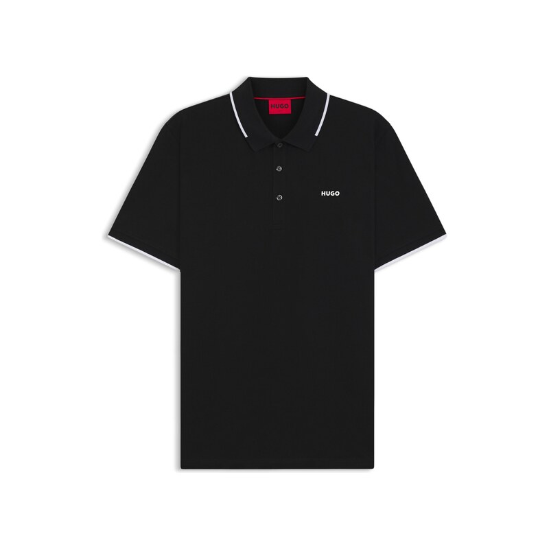 HUGO Stretch-cotton slim-fit polo shirt with contrast trims