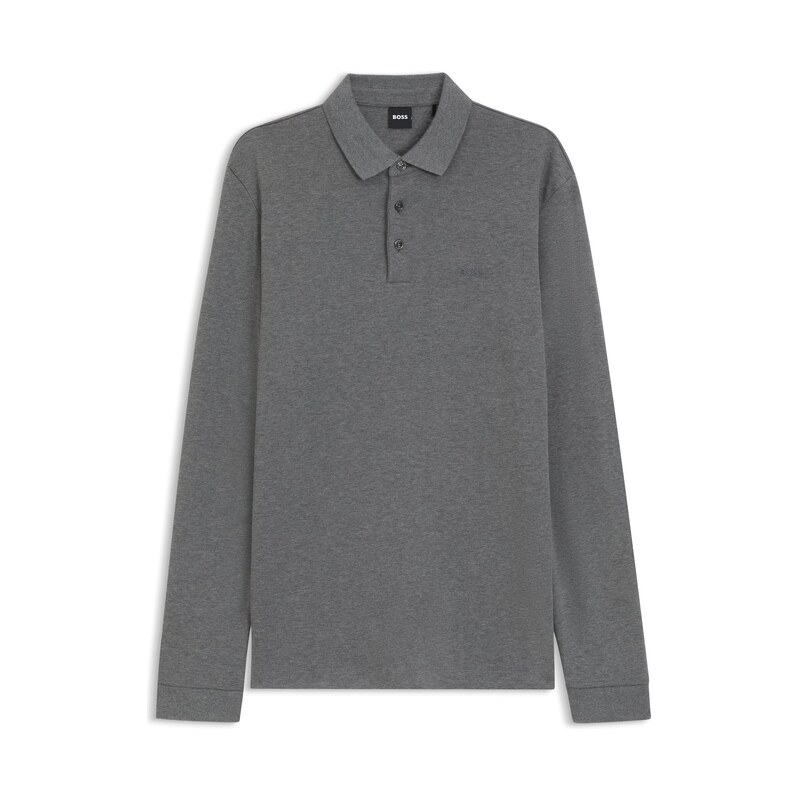 BOSS Long-sleeved polo shirt in interlock cotton with logo