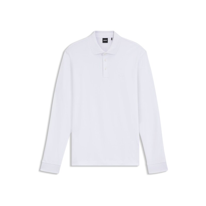 BOSS Long-sleeved polo shirt in interlock cotton with logo