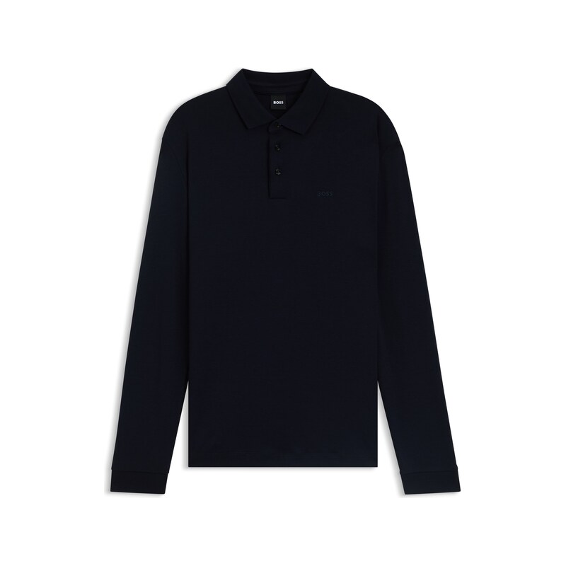 BOSS Long-sleeved polo shirt in interlock cotton with logo