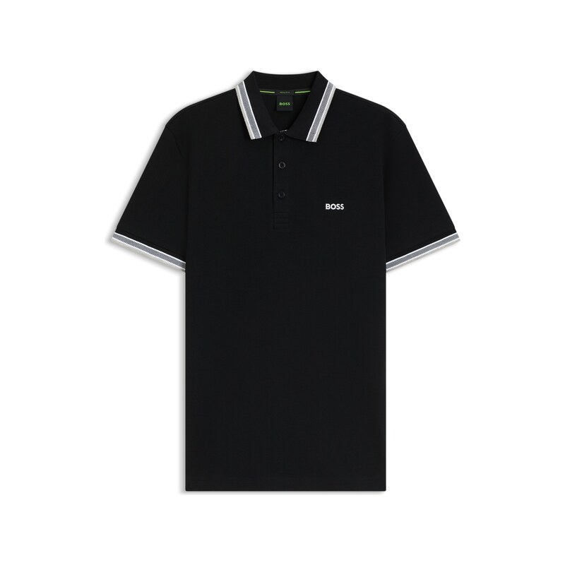 BOSS Contrast-tipped polo shirt in cotton piqué