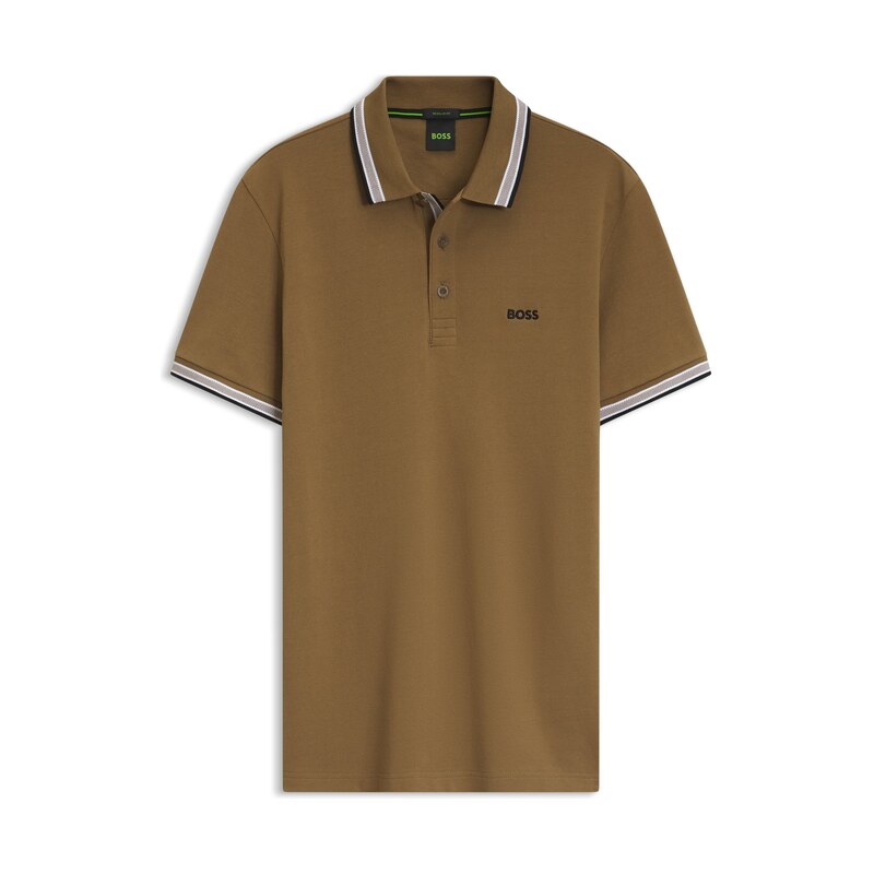 BOSS Cotton piqué polo shirt with logo details