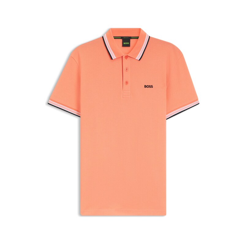 BOSS Contrast-tipped polo shirt in cotton piqué