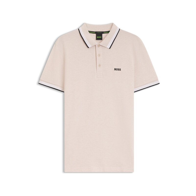 BOSS Contrast-tipped polo shirt in cotton piqué