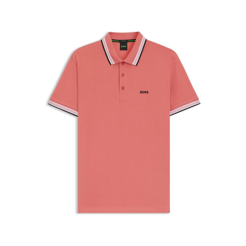 BOSS Contrast-tipped polo shirt in cotton piqué