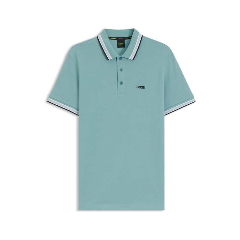 BOSS Contrast-tipped polo shirt in cotton piqué
