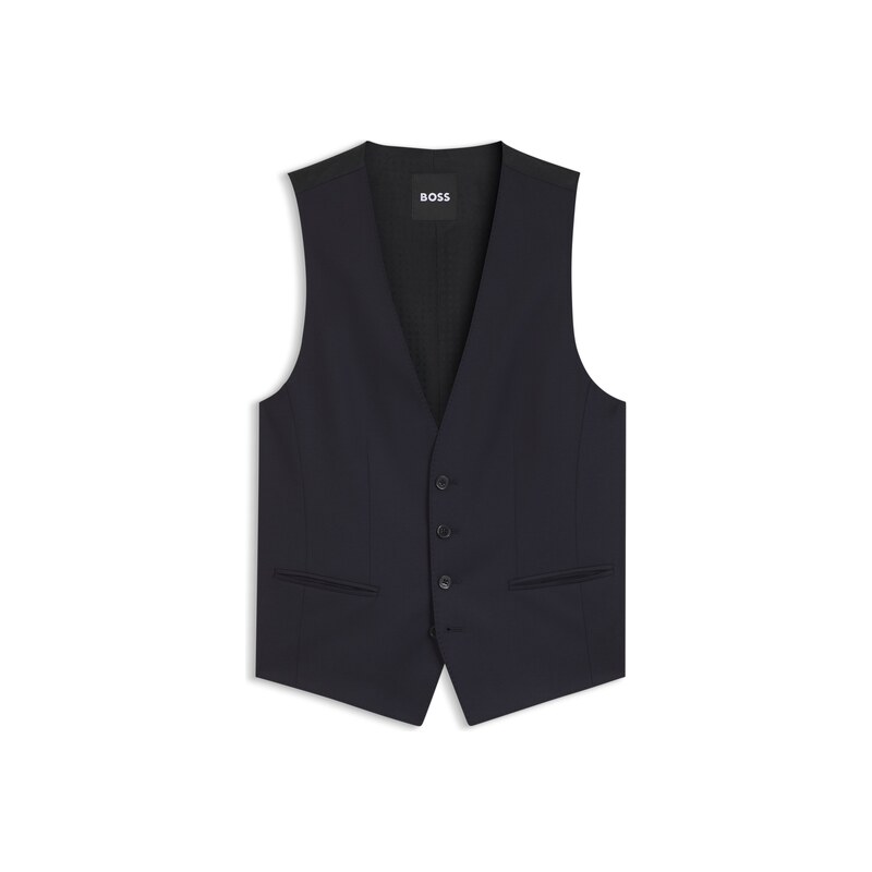 BOSS ONE Slim-fit waistcoat in virgin-wool serge