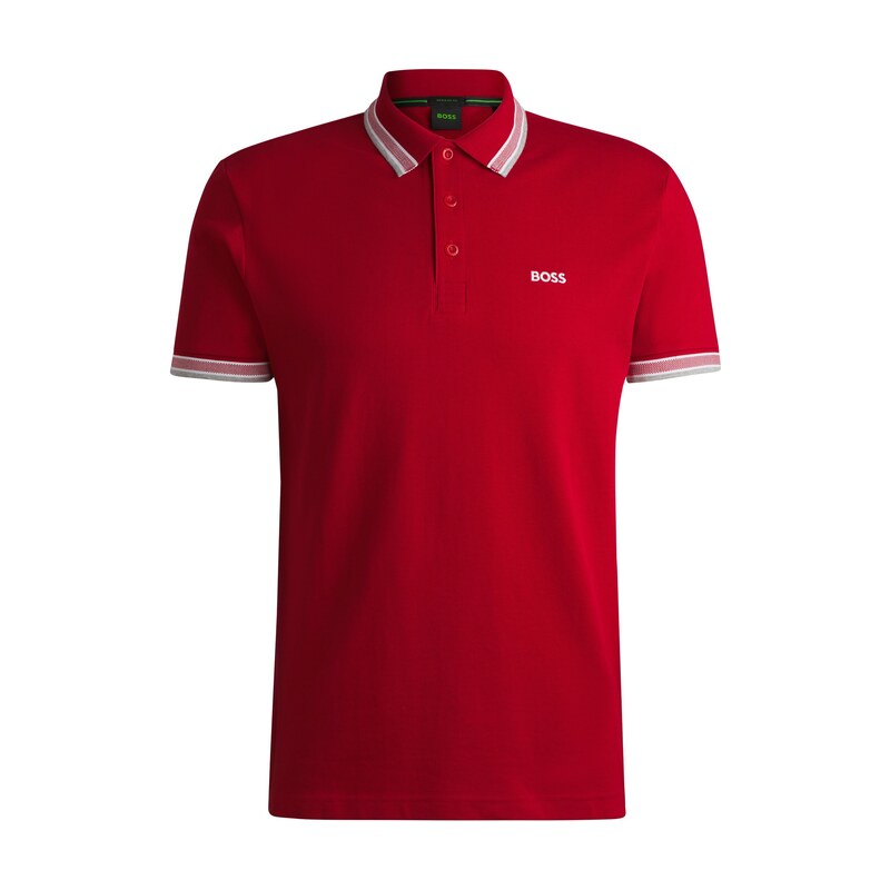 BOSS Contrast-tipped polo shirt in cotton piqué