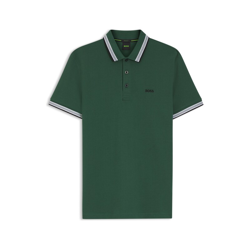BOSS Contrast-tipped polo shirt in cotton piqué