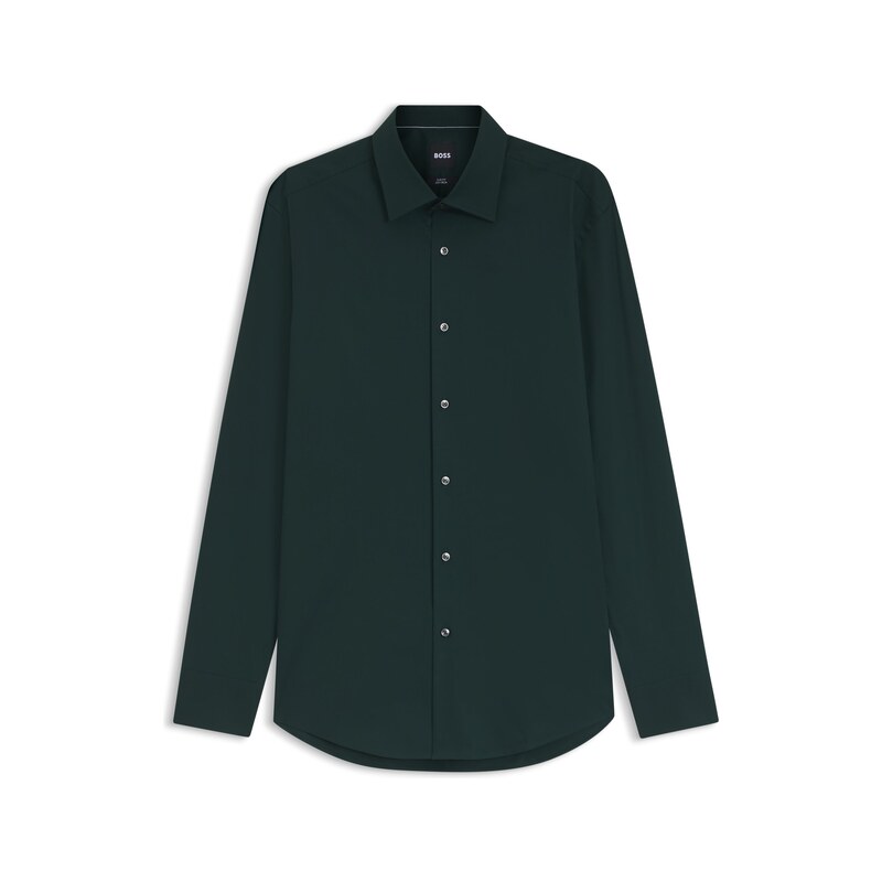 BOSS Slim-fit shirt in easy-iron stretch-cotton poplin