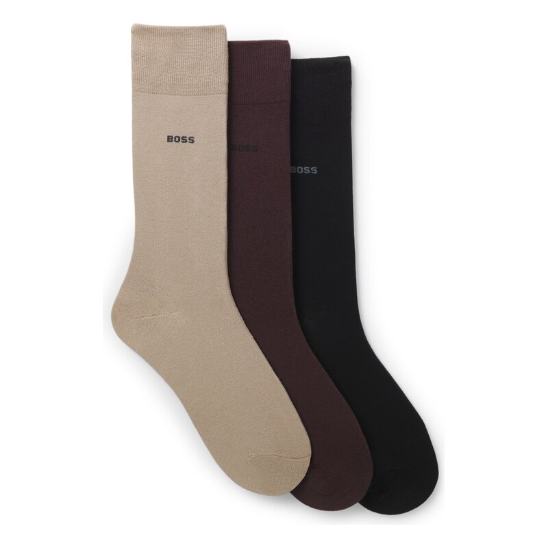 BOSS Three-pack of regular-length socks in stretch fabric