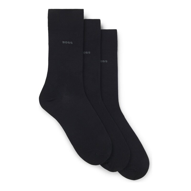 BOSS Three-pack of regular-length socks in stretch fabric