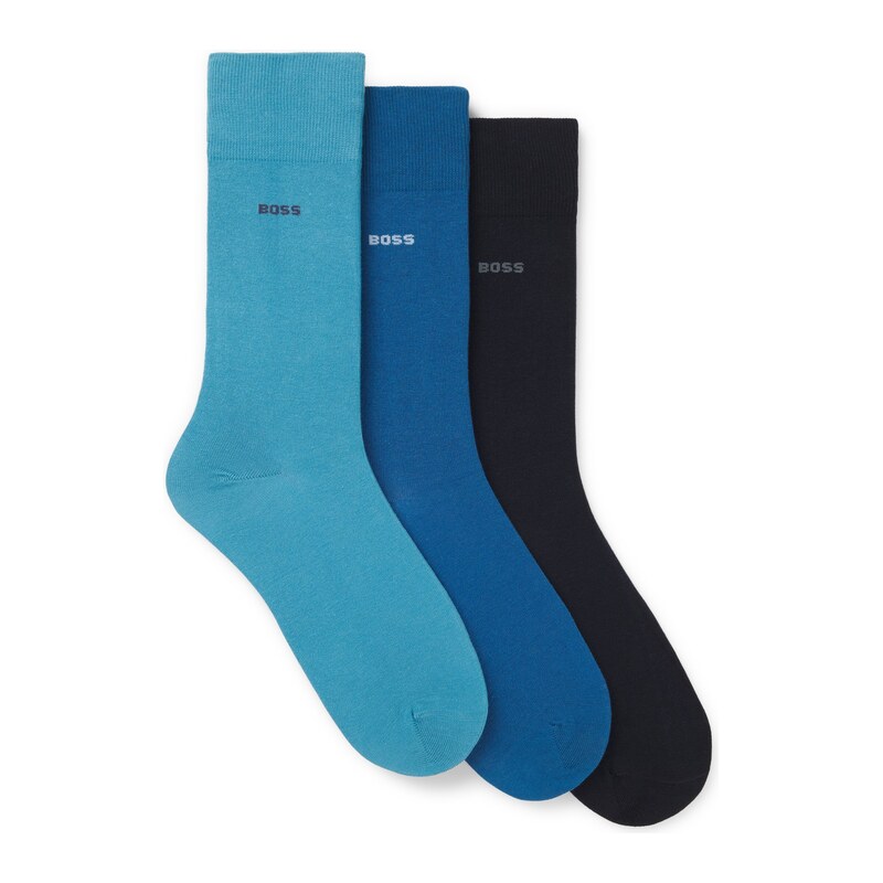 BOSS Three-pack of regular-length socks in stretch fabric