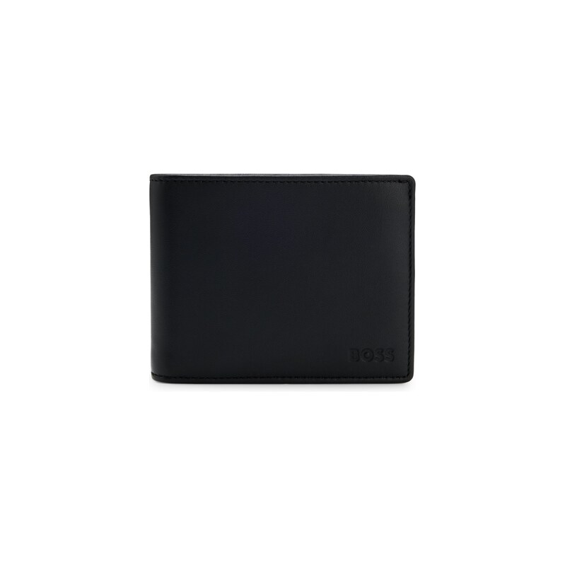 Bifold wallet in micro-grained leather with embossed logo