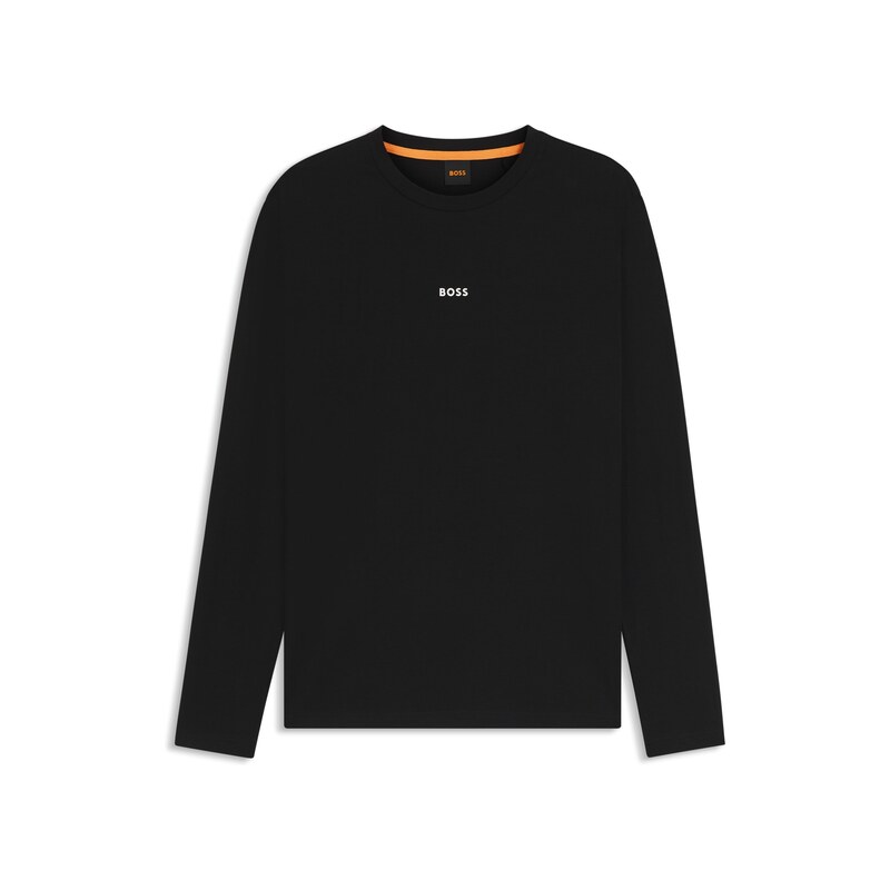 BOSS Long-sleeved T-shirt in stretch cotton with logo print