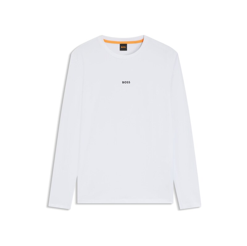 BOSS Long-sleeved T-shirt in stretch cotton with logo print