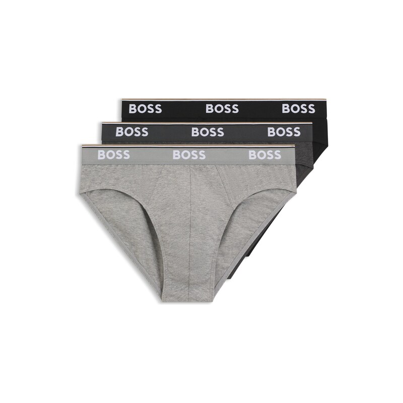 BOSS Three-pack of logo-waistband briefs in stretch cotton