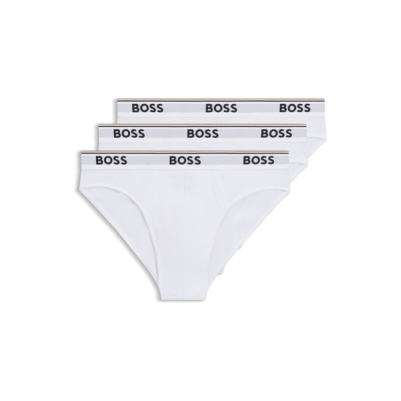 BOSS Three-pack of logo-waistband briefs in stretch cotton
