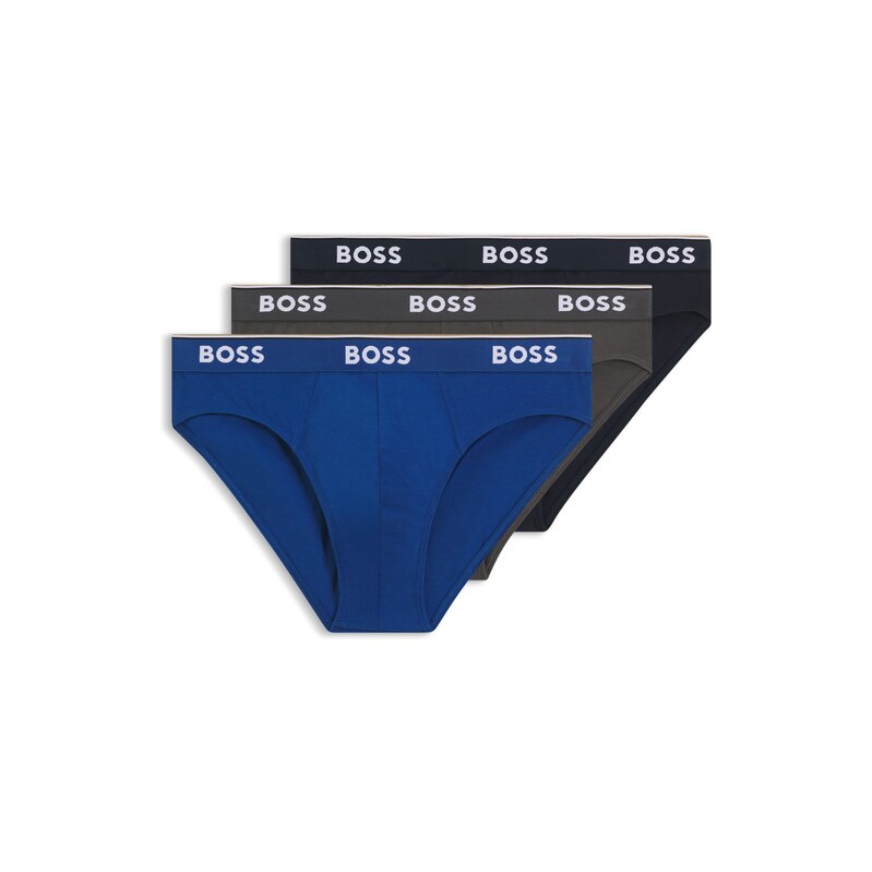 BOSS Three-pack of logo-waistband briefs in stretch cotton