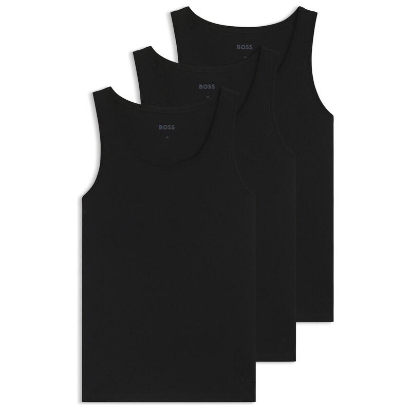 BOSS Three-pack of cotton underwear vests with embroidered logos