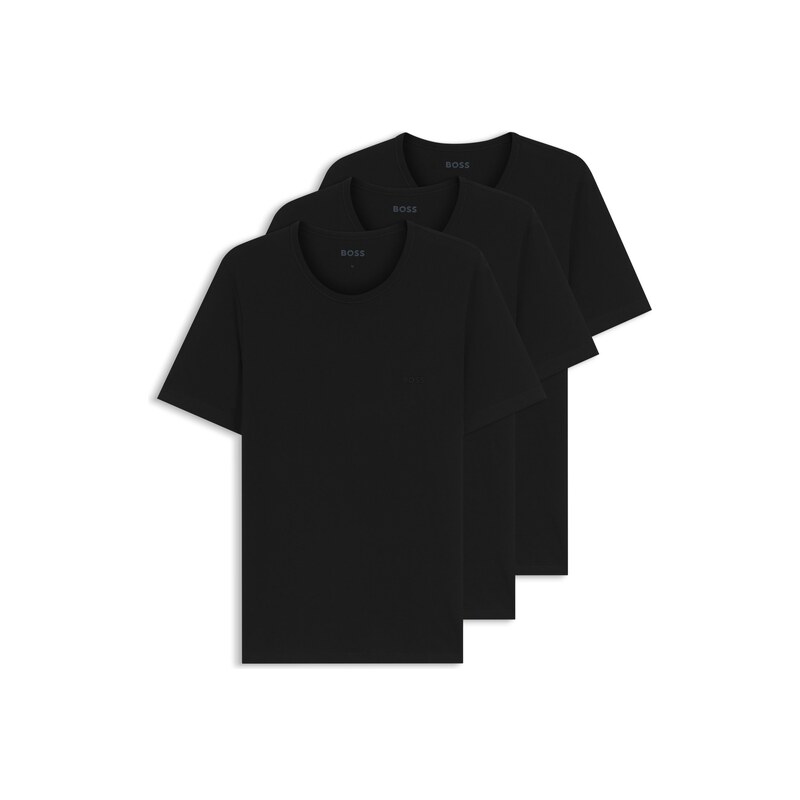 BOSS Three-pack of logo-embroidered T-shirts in cotton